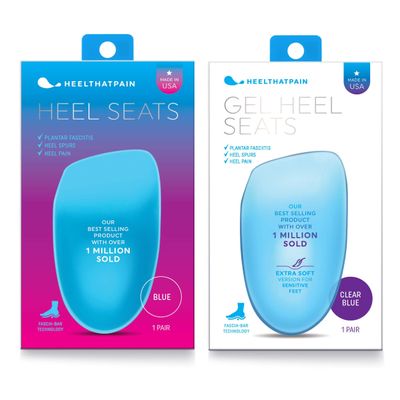 Heel That Pain Sensitive Feet Starter Kit - Gel and Original Heel Seats Foot Orthotic Inserts - Heel Cups Cushions Insoles for Plantar Fasciitis, Heel Spurs, and Heel Pain, X-Large (Men's 13-15)