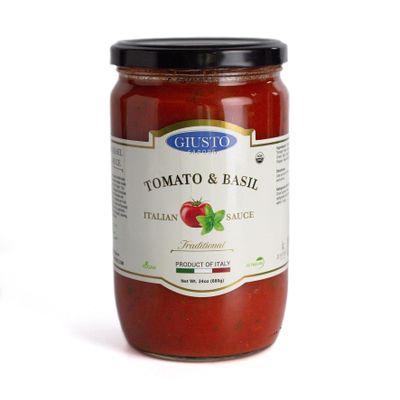 Giusto Sapore Traditional Italian Pasta Sauce 24oz - All Natural Non GMO Italian Premium Gourmet Brand - Made in Italy and Family Owned (Tomato & Basil Sauce)