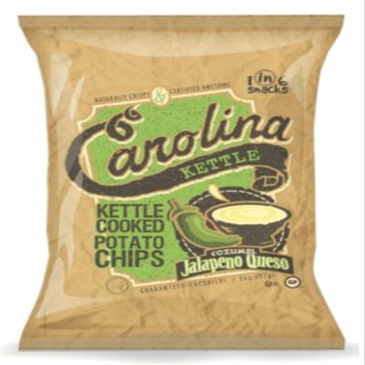 Carolina Kettle - Cozumel Jalapeo Queso Kettle Cooked Potato Kettle Chips - Spicy Pepper with Mexican Cheese chips. Gluten Free Snacks. (Case of 14 x 5 oz. Bags)