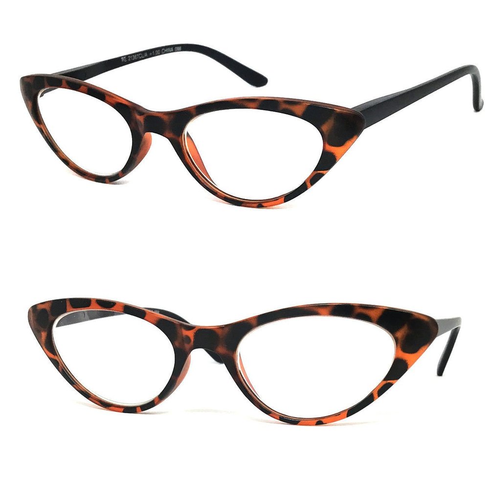 1 Pair Retro Woman Cat Eye Full Lens Reading Glasses Spring Temple (Tortoise Brown, 1.00)
