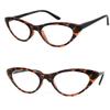 1 Pair Retro Woman Cat Eye Full Lens Reading Glasses Spring Temple (Tortoise Brown, 1.00) view 1