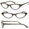 1 Pair Retro Woman Cat Eye Full Lens Reading Glasses Spring Temple (Leopart, 3.00) view 1