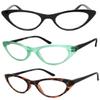 3 Pairs K02 Retro Woman Cat Eye Full Lens Reading Glasses Spring Temple (Black/Green/Brown, 1.50) view 1