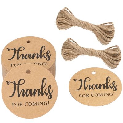 G2PLUS Thank You Tags, 100PCS Thank You for Coming Tags, 2 in Round Kraft Paper Gift Tag with String for Gift Wrapping, DIY Arts & Crafts, Wedding Party Favors