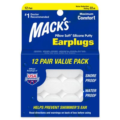Mack's Pillow Soft Silicone Earplugs, 12 Pair The Original Moldable Silicone Putty Ear Plugs for Sleeping, Snoring, Swimming, Travel, Concerts and Studying | Made in USA