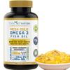 Omega 3 Fish Oil Supplement  2000mg with EPA DHA & Vitamin E  Burpless, Triple Strength Support for Men & Women  120 Easy Swallow Softgels view 1