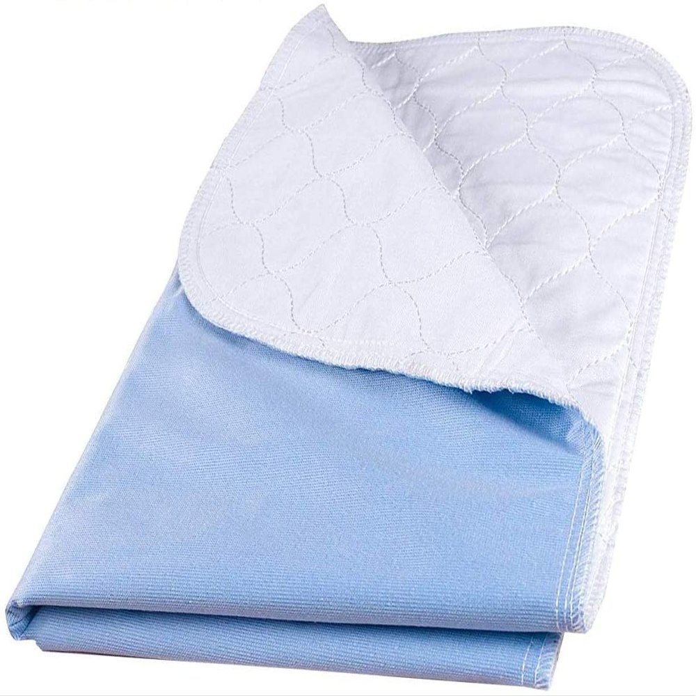 100% Cotton Big Size Washable Bed Pad/XXL Incontinence Underpad - 36 X 72 - Jumbo Mattress Protector - Blue