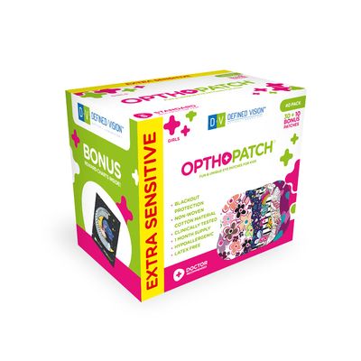 Opthopatch Eye Patches for Kids - Extra Sensitive Adhesive - Girls' Design [Series II] - 40 Count + 1 Reward Chart