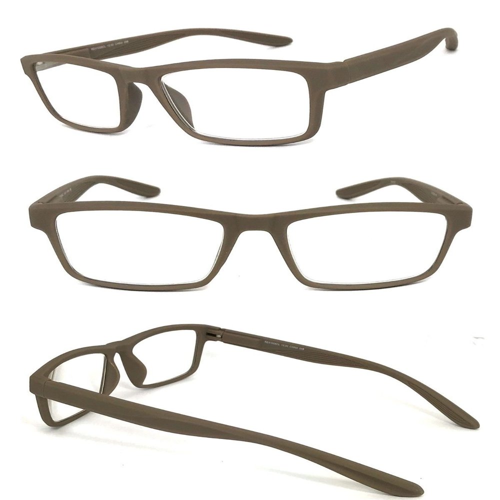 1 Pair Men Women Fashion Square Rubberized Frame Full Lens Reading Glasses (Brown, 1.00)