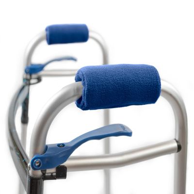 Universal Walker Hand Grip Covers - Luxurious Soft Fleece with Sculpted Memory Foam Cores (Dark Blue)