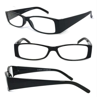 1 Pair Retro Rectangular Colorful Frame Wide Arms Full Lens Reading Glasses (Black, 3.25)
