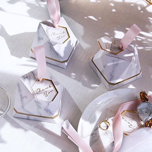 Diamond Style Marble Candy Box Wedding Favors Gifts Party Supplies Baby Shower Paper Gift Chocolate Boxes (100PCS)