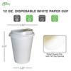 EcoQuality 12 oz White Hot Drink Paper Cups with White Dome Lids - 250 Count - Disposable Paper Coffee Cups perfect for Tea, Latte's, Coffee Shops, Restaurant Grade view 3