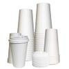 EcoQuality 16 oz White Hot Drink Paper Cups with White Dome Lids - 500 Count - Disposable Paper Coffee Cups perfect for Tea, Latte's, Coffee Shops, Restaurant Grade view 1