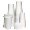 EcoQuality 20 oz White Hot Drink Paper Cups with White Dome Lids - 100 Count - Disposable Paper Coffee Cups perfect for Tea, Latte's, Coffee Shops, Restaurant Grade view 1