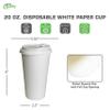 EcoQuality 20 oz White Hot Drink Paper Cups with White Dome Lids - 100 Count - Disposable Paper Coffee Cups perfect for Tea, Latte's, Coffee Shops, Restaurant Grade view 3