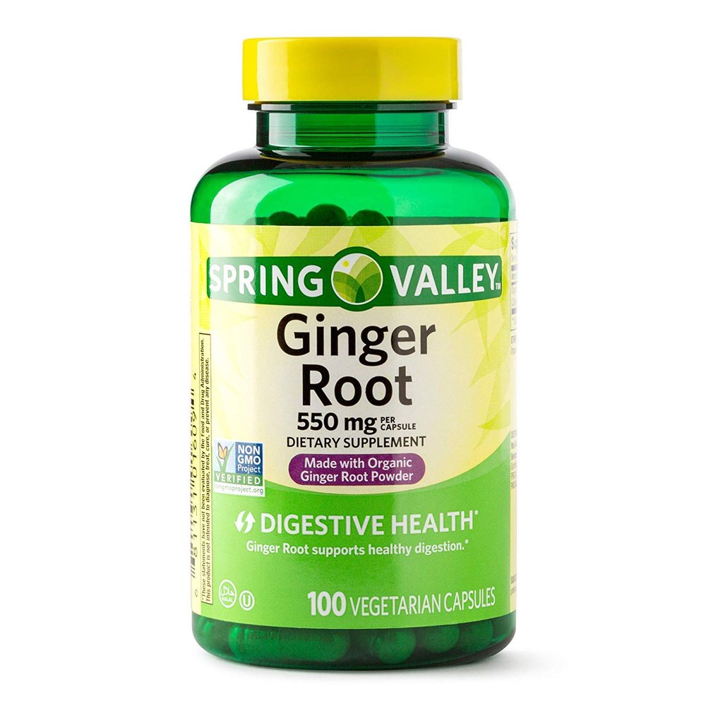 Spring Valley Ginger Root, 550 mg, Made with Organic Ginger Root Powder - 100 Vegetarian Capsules