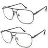 2 Pairs Metal Frame Large Aviator Full Lens (Not Bifocal) Reading Glasses (Gunmetal, 3.00) view 1