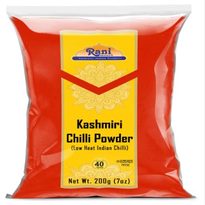 Rani Kashmiri Chilli Powder (Deggi Mirch, Low Heat) Ground Indian Spice 7oz (200g) ~ All Natural, Salt-Free | Vegan | No Colors | Gluten Friendly | NON-GMO | Kosher | Indian Origin