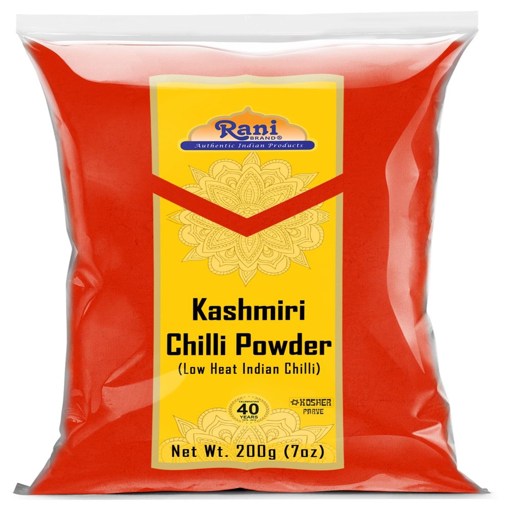 Rani Kashmiri Chilli Powder (Deggi Mirch, Low Heat) Ground Indian Spice 7oz (200g) ~ All Natural, Salt-Free | Vegan | No Colors | Gluten Friendly | NON-GMO | Kosher | Indian Origin
