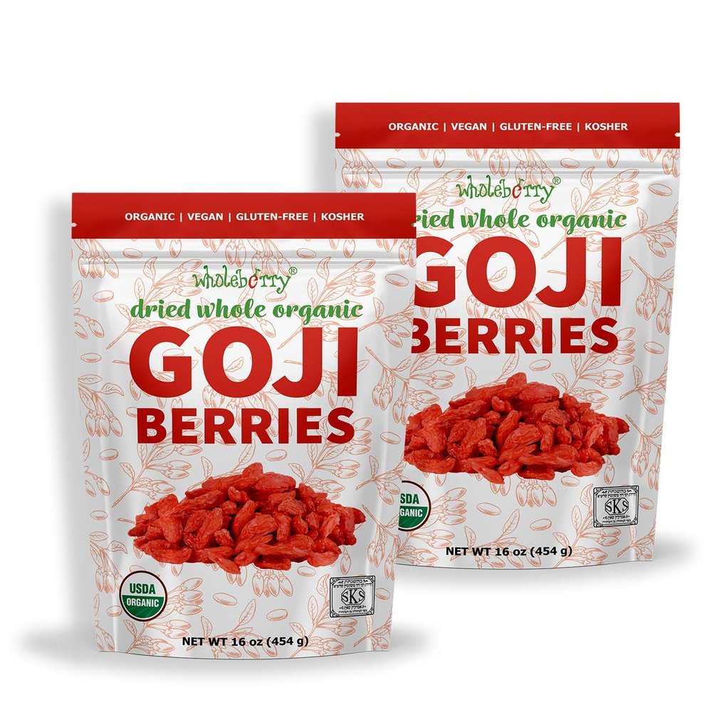 Wholeberry organic wolfberry gouqi Goji berries 32oz| Raw, Vegan, Gluten Free Super food High in Plant Based Protein, Dietary Fiber, Vitamin A & Iron | Large