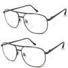 2 Pairs Meta Frame Aviator Bifocal Reading Glasses Large Bifocal Section (Gunmetal, 1.25) view 1