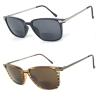 2 Pairs Fashion Square Inner Bifocal Tinted Sun Reader Reading Sunglasses (Shiny Black & Brown(GM), 2.25) view 1