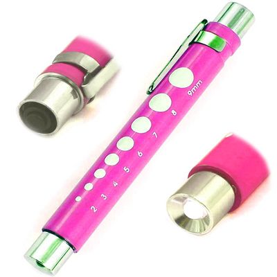 AAProTools Pen Light, Nurse Led Penlight with Pupil Gauge for Nursing Students Doctors Pink with Batteries