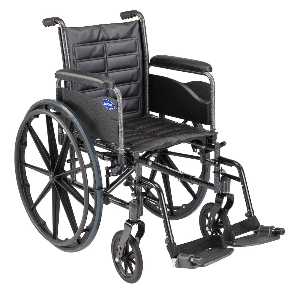 Invacare Tracer EX2 Wheelchair for Adults | Standard Folding | 18 Inch Seat | Footrests & Full Arms