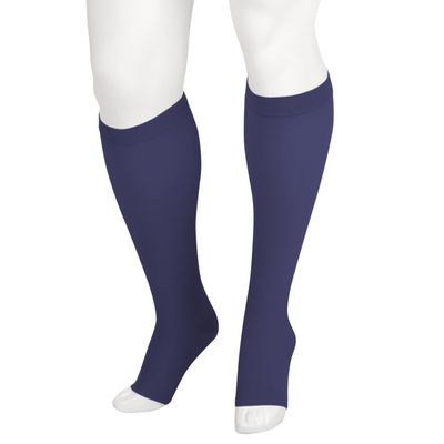Juzo Soft 2001 Knee-High 20-30 mmHg Open Toe Compression Stocking with Silicone Top Band - Men & Women, Short, 2 (II), Navy