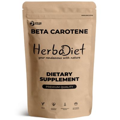 Beta Carotene 10% Vitamin A 25000 IU Powder | Immune System Support, Antioxidant Supplement | Cartenoids for Healthy Vision, Eyes & Skin | 100% Natural Betacarotene (1.76 oz - 50 gram)