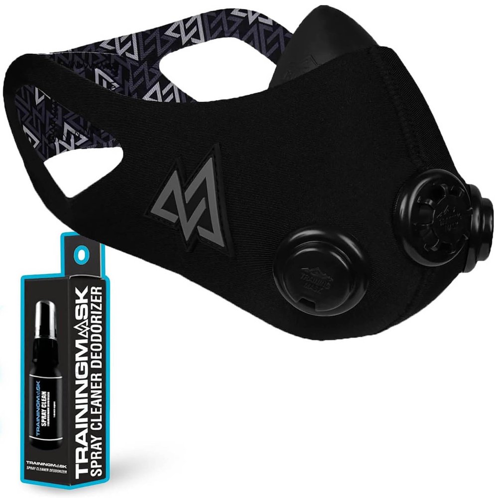 TRAININGMASK Elevation 2.0 Blackout + Spray Clean - Multi-Patented with Clincal Studies,Stamina, Endurance (Medium)