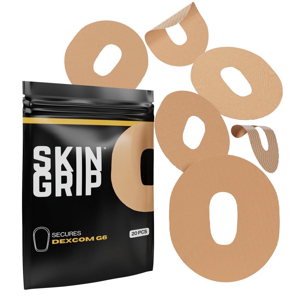 Skin Grip Adhesive Patch Compatible with Dexcom G6 Adhesive Patches Waterproof & Sweatproof with Cutout, Lasts 10-14 Days, Continuous Glucose Monitor Patch, CGM Sensor Cover  20 Pack, Tan