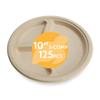 100% Compostable Disposable Paper Plates Bulk [10" 3-Comp 125 Pack], Bamboo Plates, Eco Friendly, Biodegradable, Sturdy Large Dinner Party Plates, Heavy-Duty, Unbleached by Earth's Natural Alternative view 1