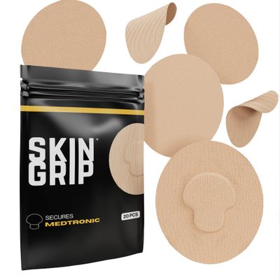 Skin Grip CGM Sensor Patches Compatible with Medtronic Guardian (20-Pack), Waterproof & Sweatproof for 10-14 Days, Pre-Cut Adhesive Tape, Continuous Glucose Monitor Patch, Tan