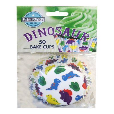 R&M International Dinosaur Bake Cups, 50 count, Medium, Multicolored
