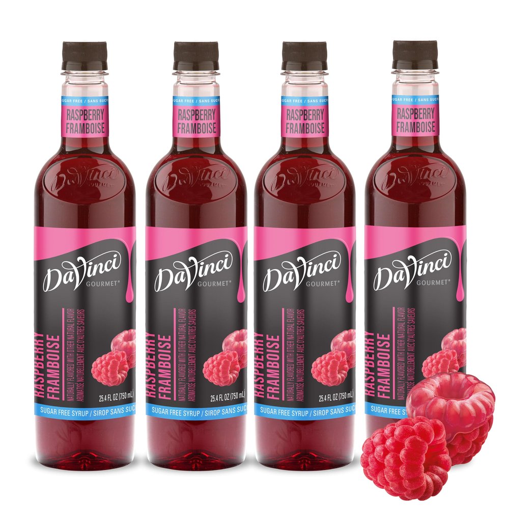 DaVinci Gourmet Sugar-Free Raspberry Syrup, 25.4 Fluid Ounces (Pack of 4)