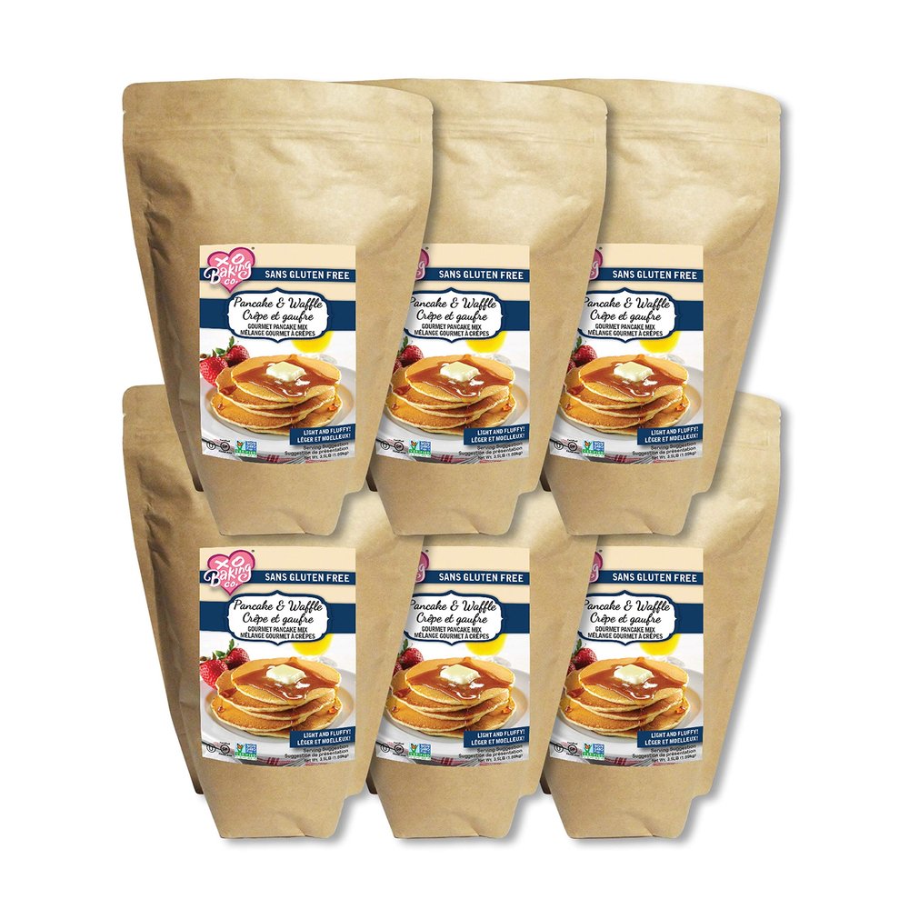 XO Baking Co. Gluten Free Gourmet Pancake & Waffle Mix; Non-GMO; Kosher; Rice Free; Peanut Free; Soy Free; Dairy Free; No Preservatives; No Artificial Flavors or Colors, 3.5 lbs (Pack of 6)