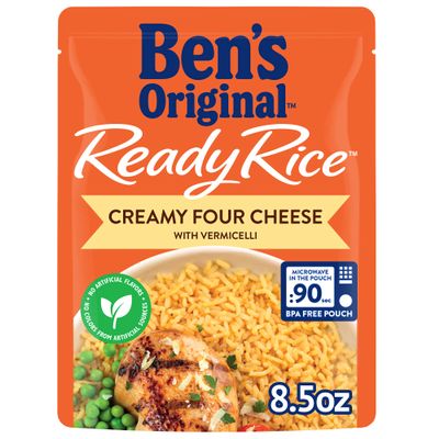BEN'S ORIGINAL Ready Rice Creamy Four Cheese Flavored Rice, Easy Dinner Side, 8.5 oz Pouch (Pack of 6)
