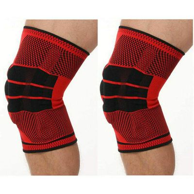 2 Pack Topallnice Knee Support Brace Compression Sleeves, Elastic & Adjustable Kneepad Silicon Padded Bracket/Patella Stabilizer/Warm Protector for Meniscus Tear Arthritis pain relief,1 Pair Large,Red