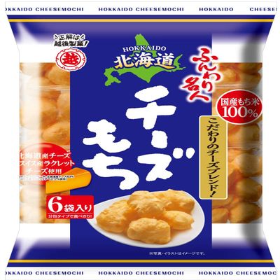 Echigo Seika Hokkaido Cheese Mochi Puffs (4 Packs, Natural Rice Puffs, Cheese Flavor, 66g Bag) *1bag
