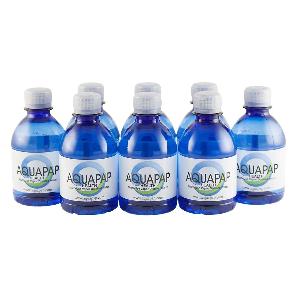 Aquapap Health Neti Pot Nasal Irrigation Vapor Distilled Water 8 Pack of 8oz Single Serve Bottles (Water only Does not Include neti Pot)