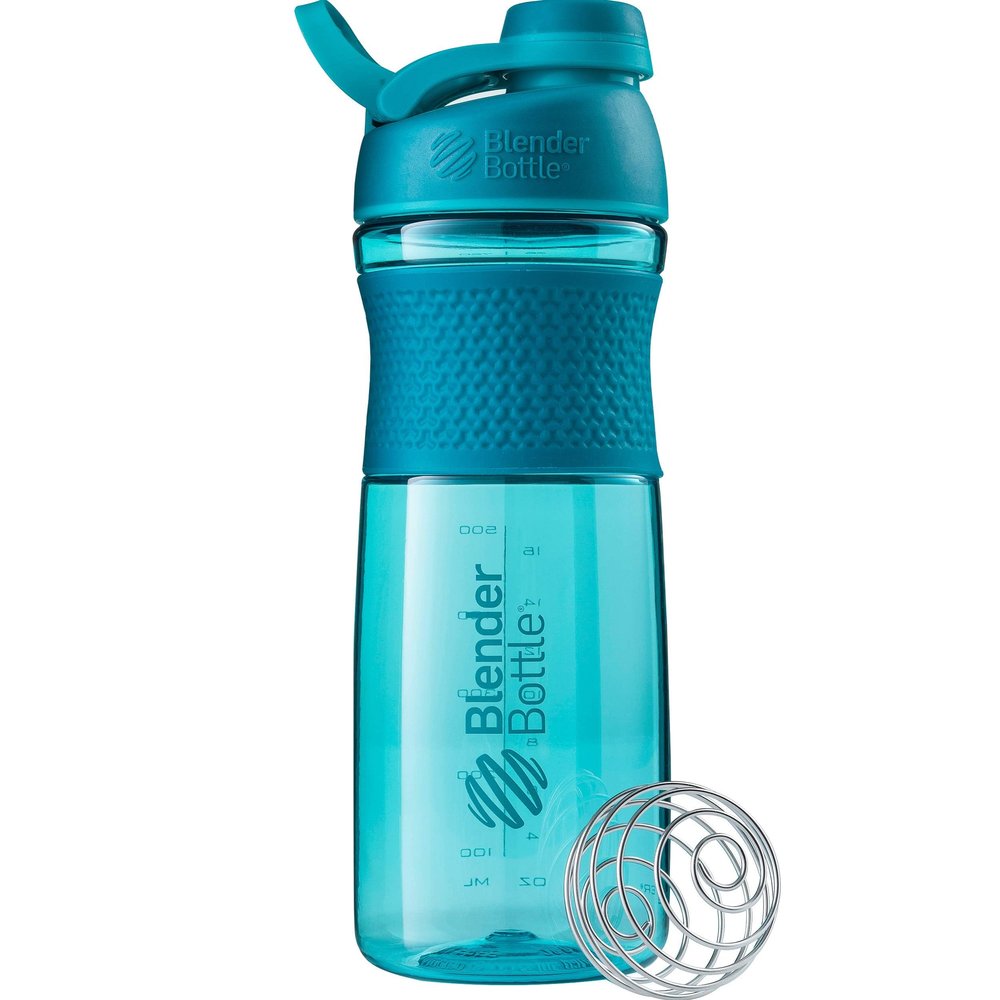 BlenderBottle SportMixer Shaker Bottle Perfect for Protein Shakes and Pre Workout, 28-Ounce, Teal