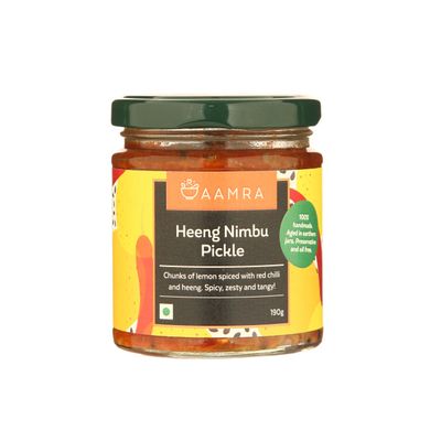 Aamra (Ghaziabad) Homemade Heeng Nimbu Lemon Indian Pickle - 190 grams