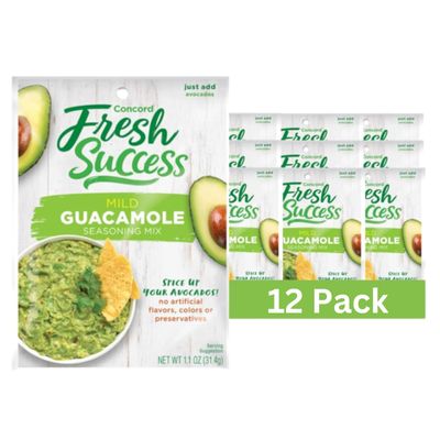 Concord Foods Classic Mild Guacamole Mix: Authentic Flavor for Dips, Avocados, and Salsas with Natural Flavor and Easy Preparation - Perfect for Homemade Guacamole - 1.1 oz Packet Pack of 12