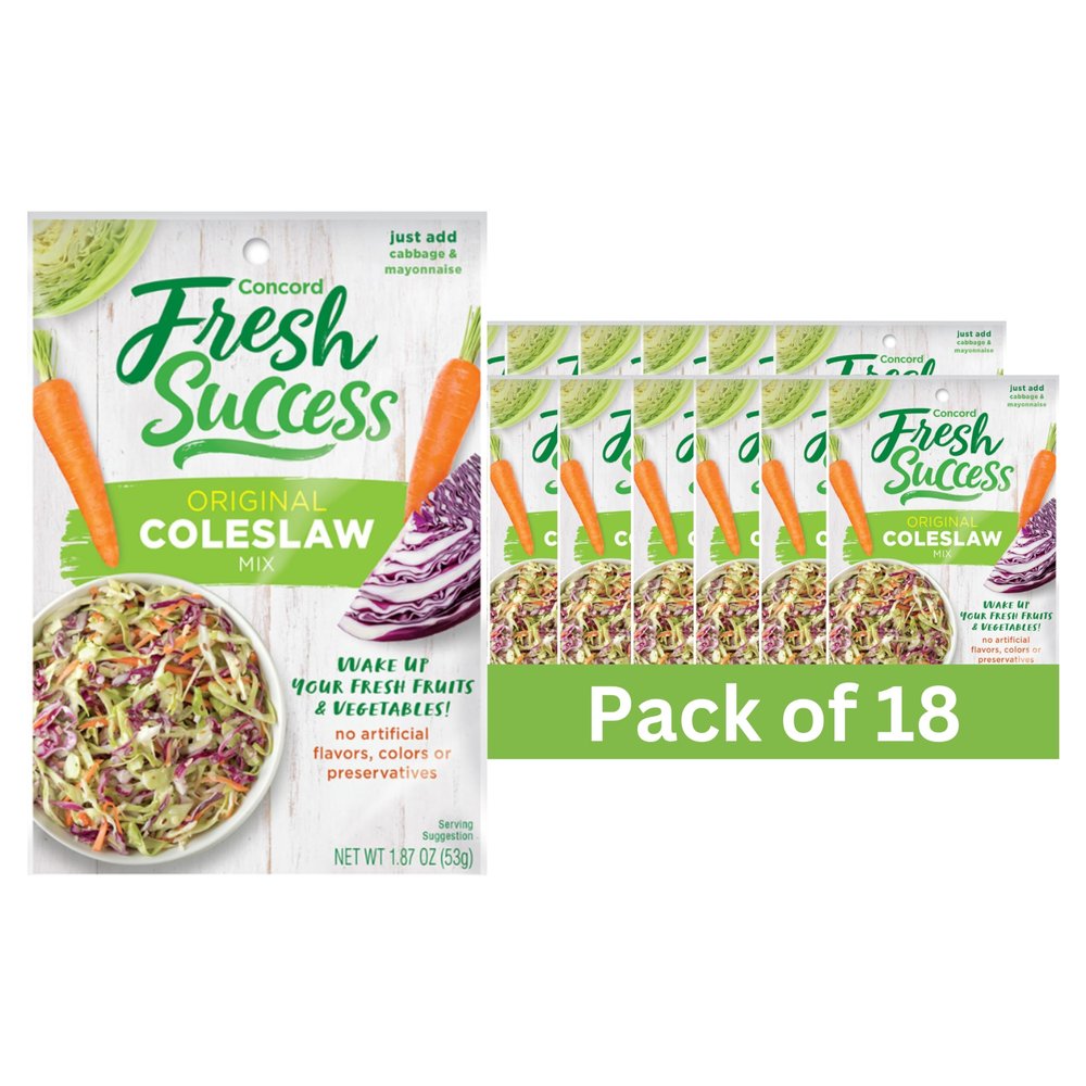 Concord Foods All-American Coleslaw Seasoning Mix, Tangy, Sweet-Tart Blend for Creamy Coleslaw - Just Add Cabbage and Mayonnaise 1.87 Ounce Pack of 18