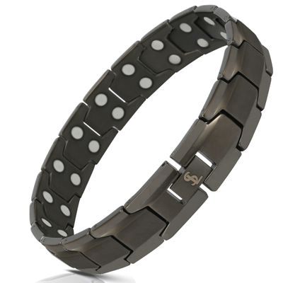 Smarter LifeStyle Titanium Magnetic Bracelet for Men - Extra Strength, Gunmetal Gray