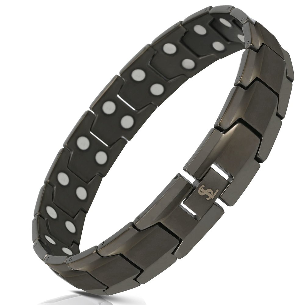 Smarter LifeStyle Titanium Magnetic Bracelet for Men - Extra Strength, Gunmetal Gray