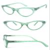 1 Pair Woman Cat Eye Glitter Frame Full Lens Reading Glasses Spring Temple (Green, 2.25) view 1