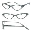 1 Pair Woman Cat Eye Glitter Frame Full Lens Reading Glasses Spring Temple (Gray, 2.50) view 1
